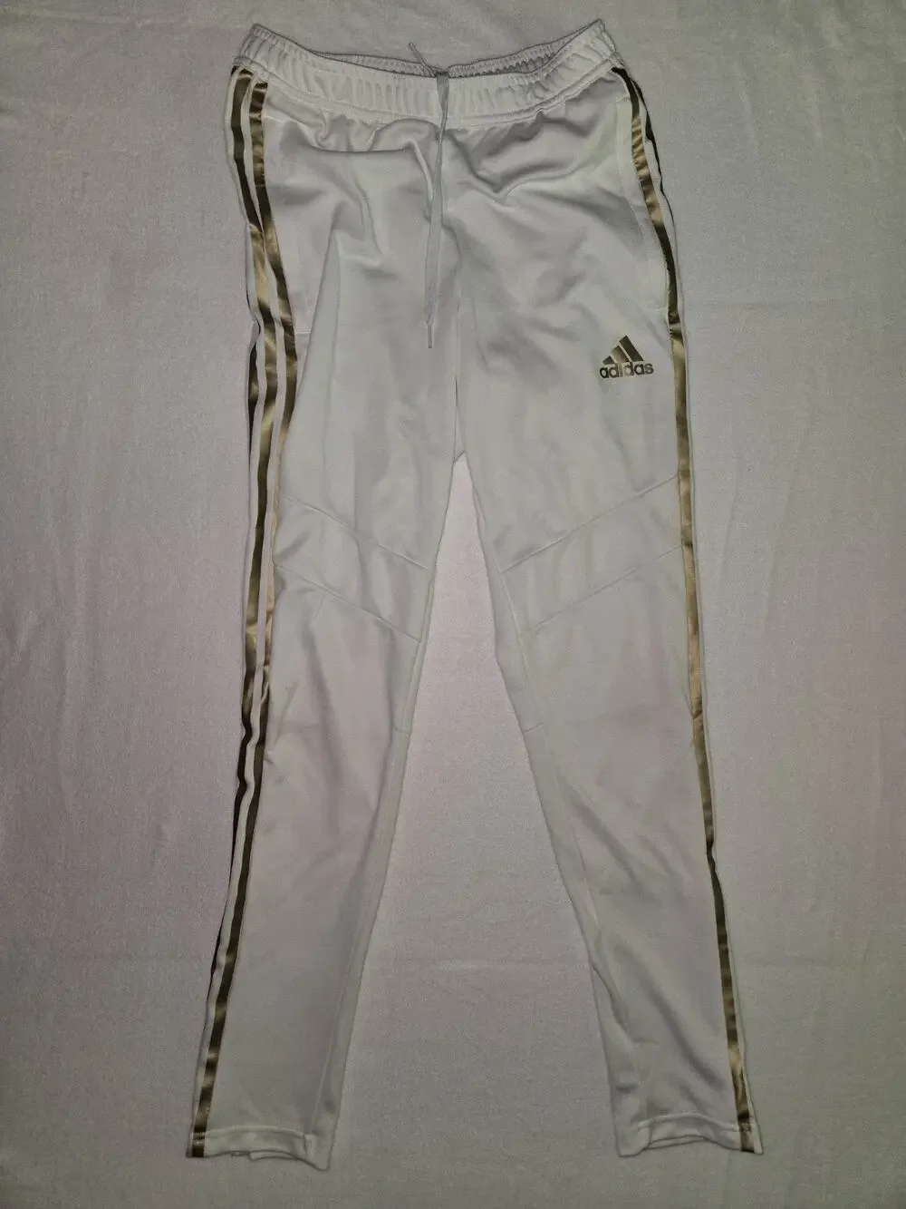 Adidas Climacool White And Gold Metallic Striped Training Pants Size SM